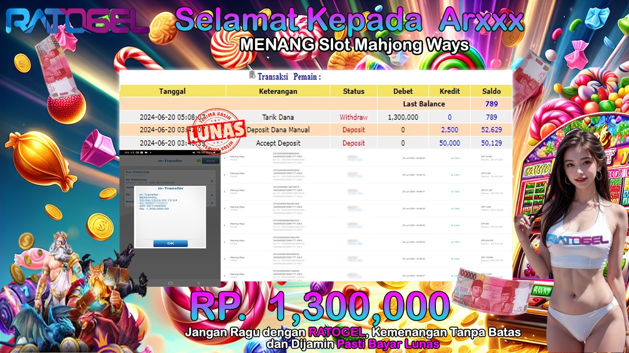 BUKTI JACKPOT SLOT MAHJONG WAYS TERPERCAYA DI INDONESIA TGL 20-06-2024