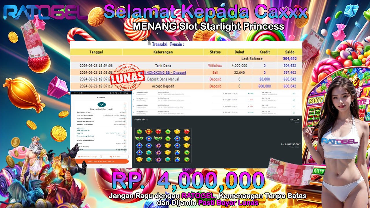 BUKTI JACKPOT SLOT STARLIGHT PRINCESS TERPERCAYA DI INDONESIA TGL 26-06-2024