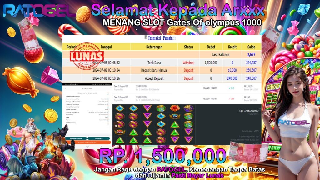 BUKTI JACKPOT SLOT GATES OF OLYMPUS 1000 TERPERCAYA DI INDONESIA TGL 06-07-2024