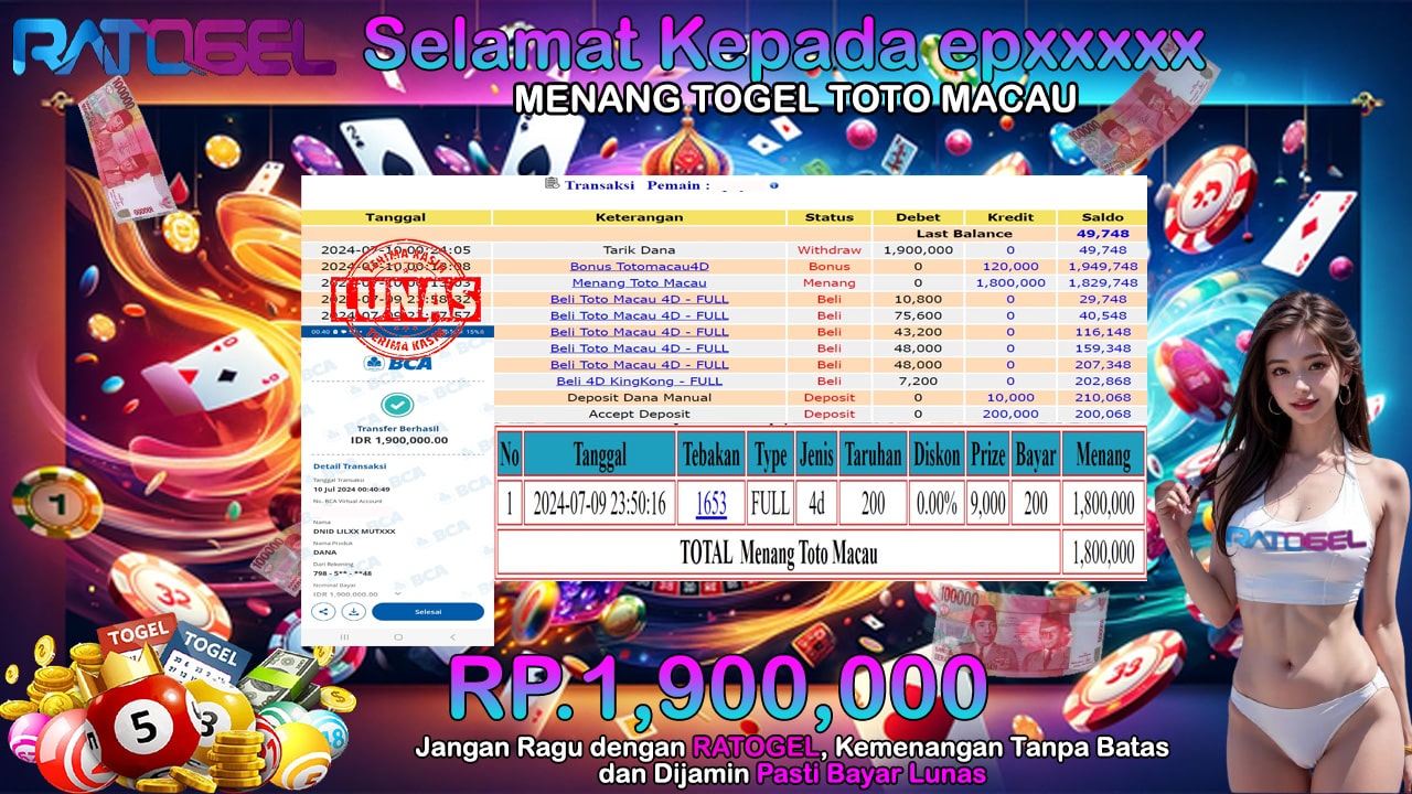 BUKTI JACKPOT TOGEL TOTO MACAU TERPERCAYA DI INDONESIA TGL 10-07-2024