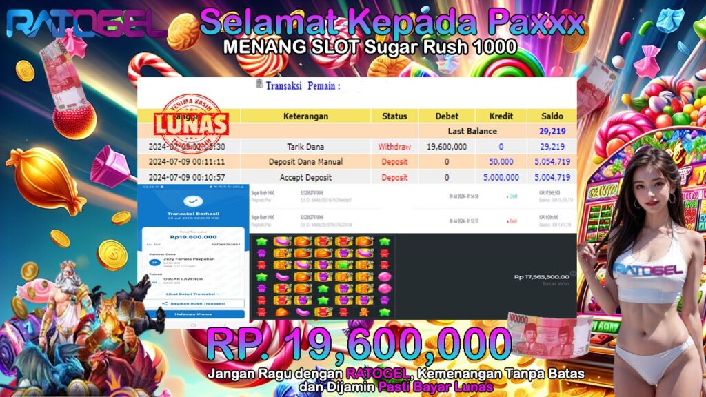 BUKTI JACKPOT SLOT SUGAR RUSH 1000 TERPERCAYA DI INDONESIA TGL 09-07-2024