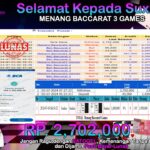 BUKTI JACKPOT BACCARAT 3 GAMES TERPERCAYA DI INDONESIA TGL 03-07-2024