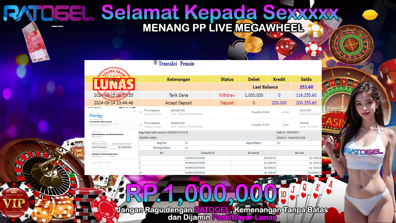 BUKTI JACKPOT PP LIVE MEGAWHEEL  TERPERCAYA DI INDONESIA TGL 15-08-2024