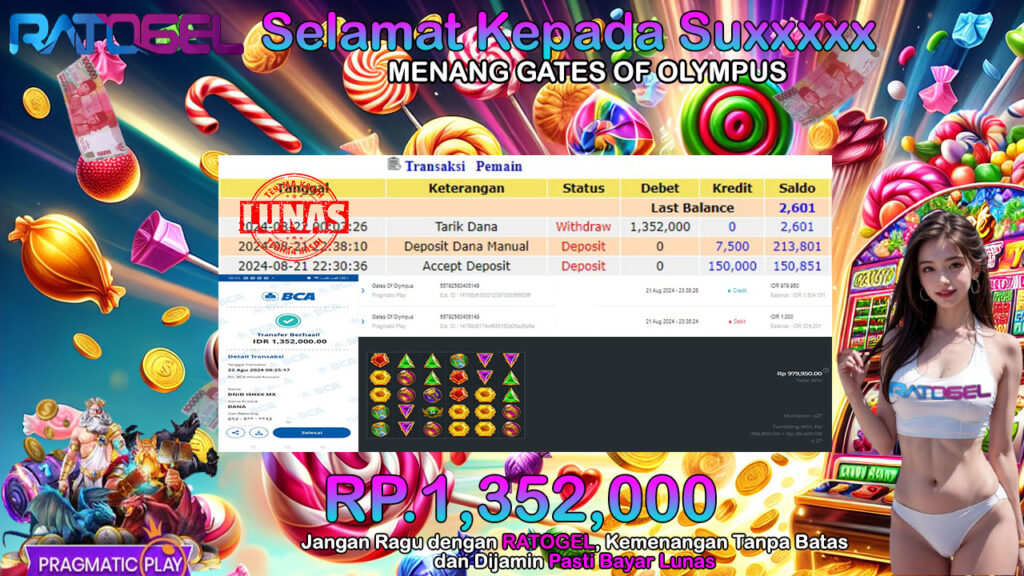 BUKTI JACKPOT SLOT GATES OF OLYMPUS  TERPERCAYA DI INDONESIA TGL 22-08-2024