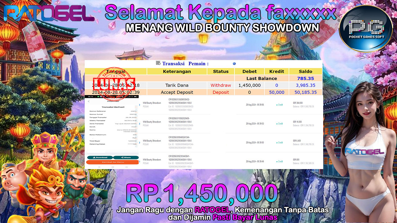 BUKTI JACKPOT SLOT WILD BOUNTY SHOWDOWN TERPERCAYA DI INDONESIA TGL 28-08-2024