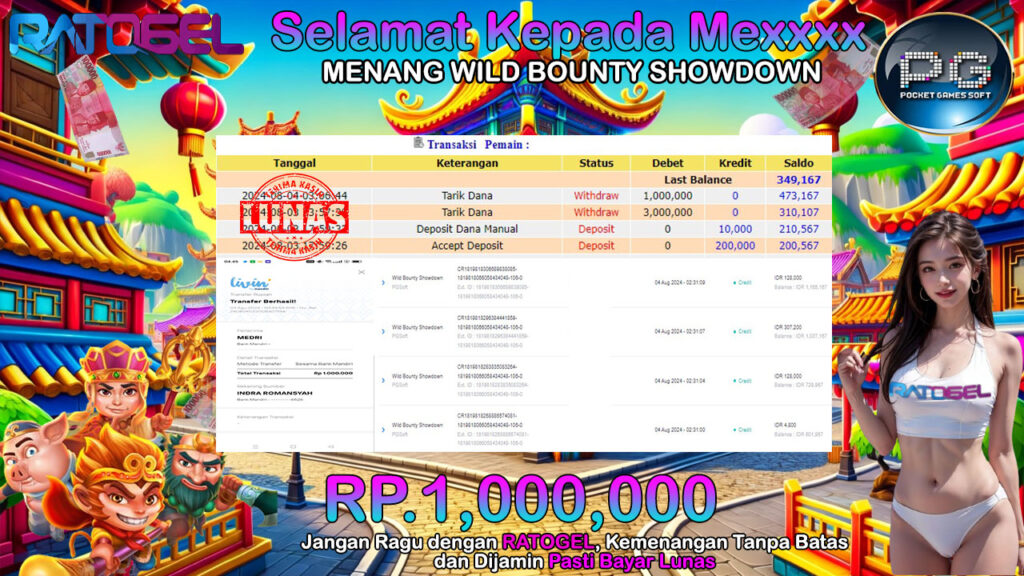 BUKTI JACKPOT SLOT WILD BOUNTY SHOWDOWN TERPERCAYA DI INDONESIA TGL 04-08-2024