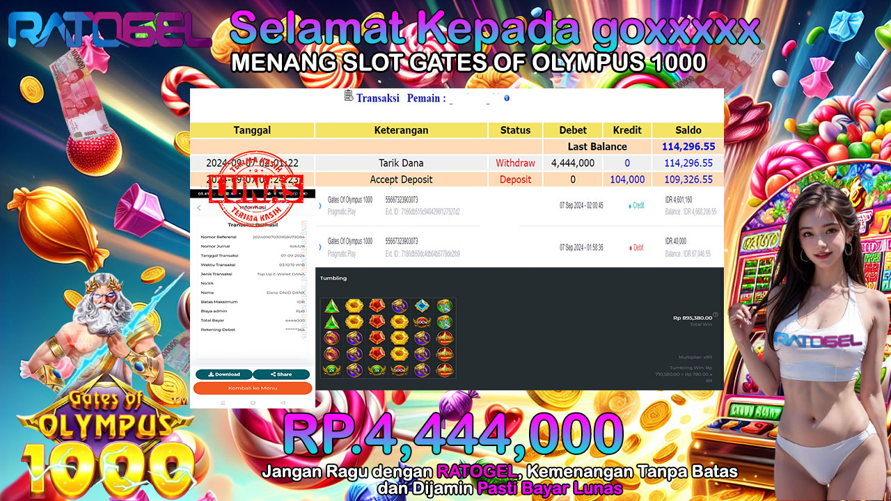 BUKTI JACKPOT SLOT GATES OF OLYMPUS 1000 TERPERCAYA DI INDONESIA TGL 07-09-2024