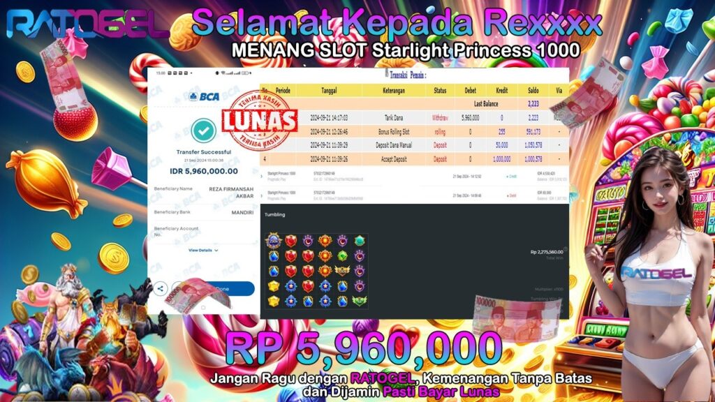 BUKTI JACKPOT SLOT STARLIGHT PRINCESS 1000 TERPERCAYA DI INDONESIA TGL 21-09-2024