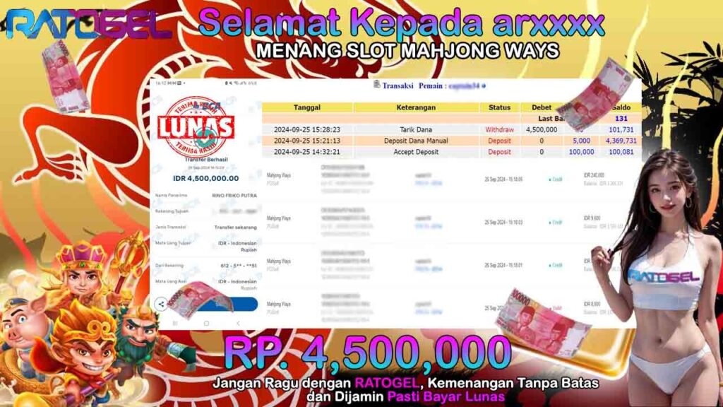 BUKTI JACKPOT SLOT MAHJONG WAYS TERPERCAYA DI INDONESIA TGL 25-09-2024