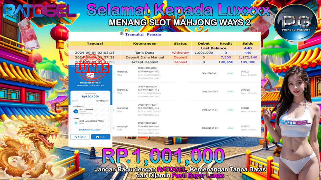 BUKTI JACKPOT SLOT MAHJONG WAYS 2  TERPERCAYA DI INDONESIA TGL 04-09-2024