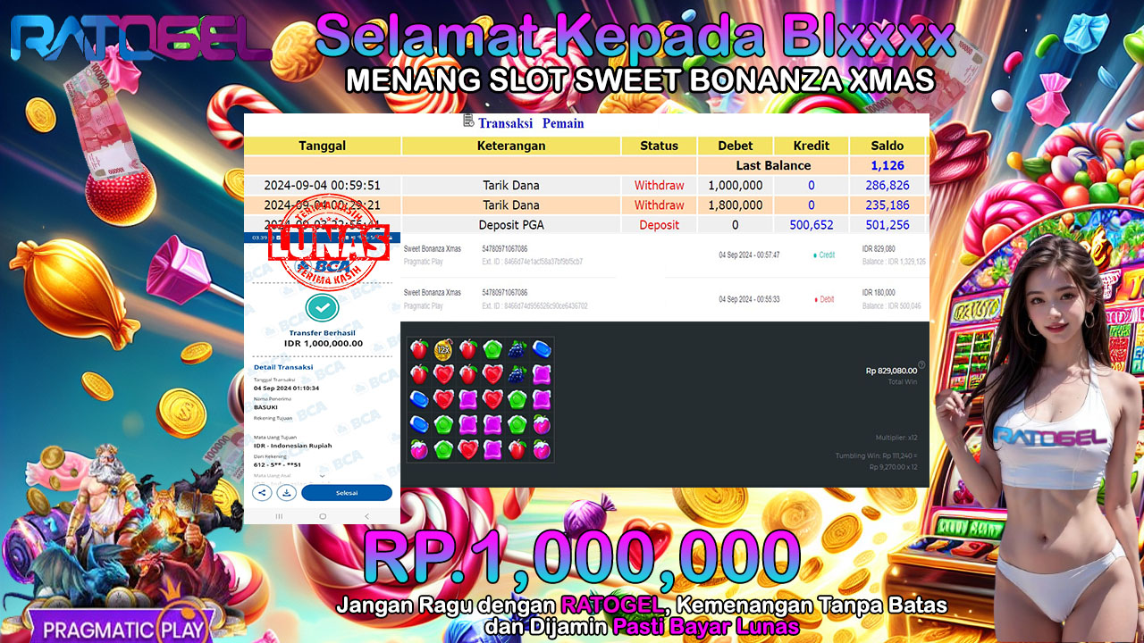 BUKTI JACKPOT SLOT SWEET BONANZA XMAS TERPERCAYA DI INDONESIA TGL 04-09-2024