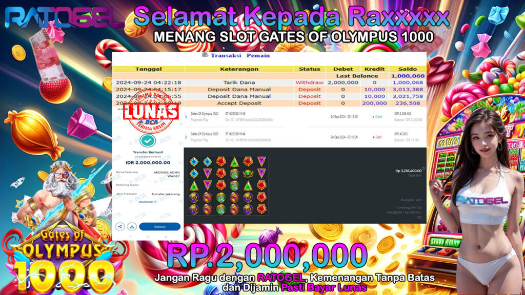 BUKTI JACKPOT SLOT GATES OF OLYMPUS 1000 TERPERCAYA DI INDONESIA TGL 24-09-2024