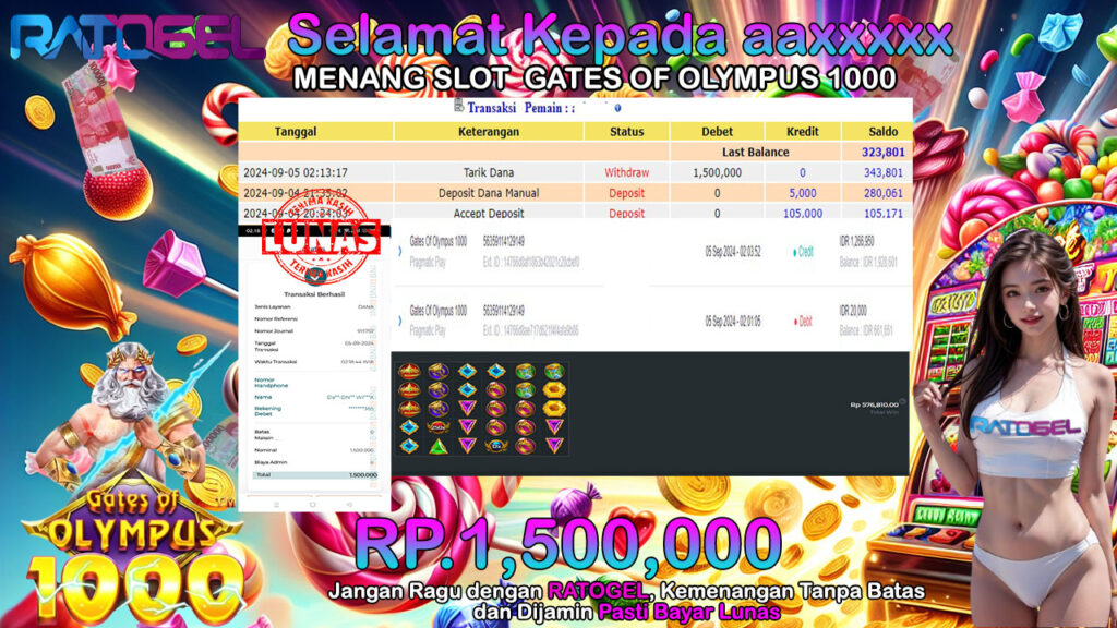 BUKTI JACKPOT SLOT GATES OF OLYMPUS 1000 TERPERCAYA DI INDONESIA TGL 05-09-2024