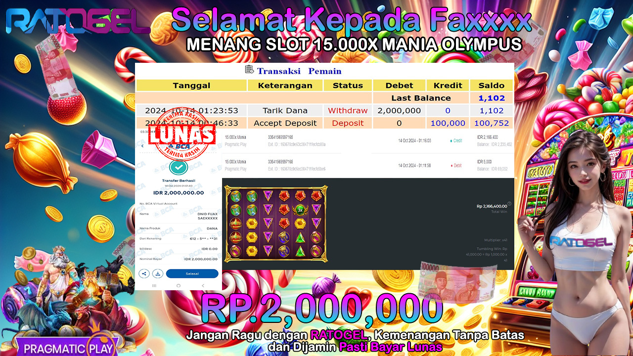 BUKTI JACKPOT SLOT 15.000X MANIA OLYMPUS TERPERCAYA DI INDONESIA TGL 14-10-2024