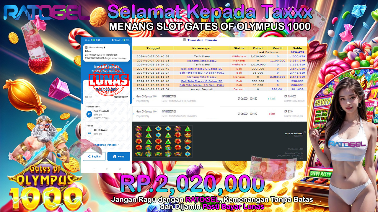 BUKTI JACKPOT SLOT GATES OF OLYMPUS 1000 TERPERCAYA DI INDONESIA TGL 27-10-2024