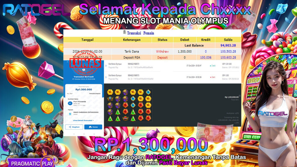 BUKTI JACKPOT SLOT MANIA OLYMPUS TERPERCAYA DI INDONESIA TGL 07-10-2024