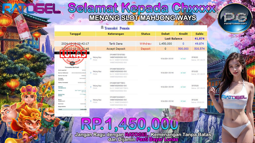 BUKTI JACKPOT SLOT MAHJONG WAYS TERPERCAYA DI INDONESIA TGL 18-10-2024