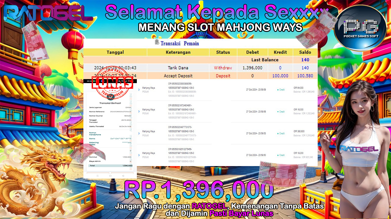 BUKTI JACKPOT SLOT MAHJONG WAYS TERPERCAYA DI INDONESIA TGL 28-10-2024