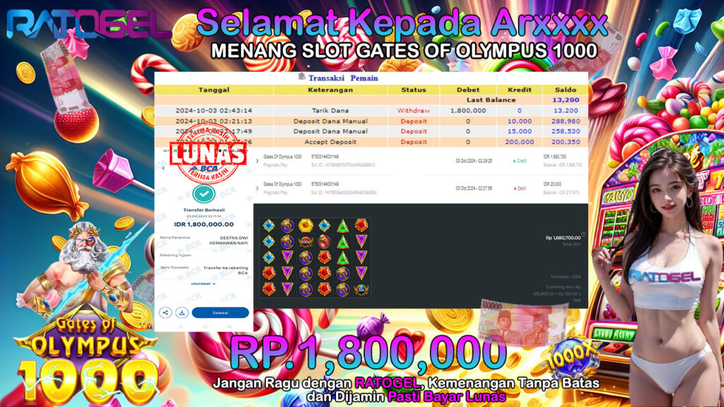 BUKTI JACKPOT SLOT GATES OF OLYMPUS 1000 TERPERCAYA DI INDONESIA TGL 03-10-2024