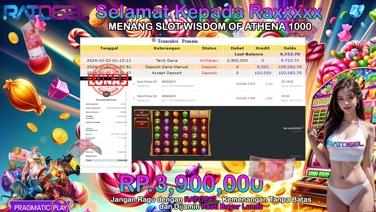 BUKTI JACKPOT SLOT WISDOM OF ATHENA 1000 TERPERCAYA DI INDONESIA TGL 23-10-2024