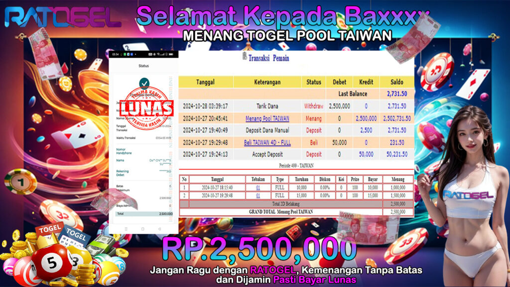 BUKTI JACKPOT TOGEL POOL TAIWAN TERPERCAYA DI INDONESIA TGL 28-10-2024