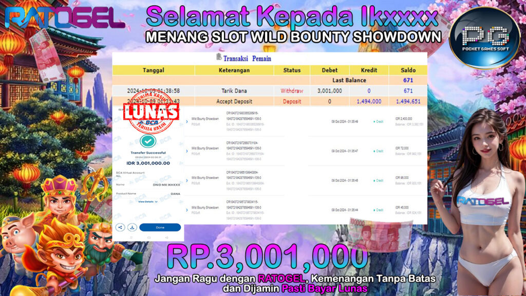 BUKTI JACKPOT SLOT WILD BOUNTY SHOWDOWN TERPERCAYA DI INDONESIA TGL 09-10-2024