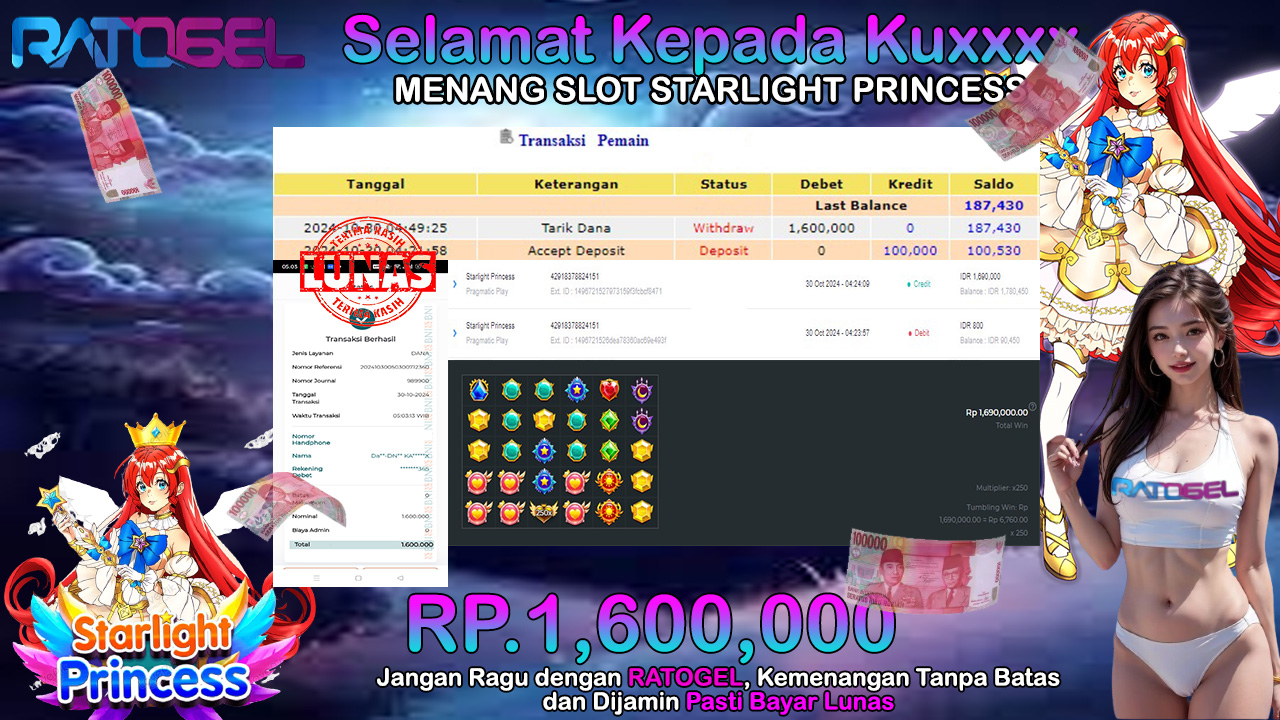 BUKTI JACKPOT SLOT STARLIGHT PRINCESS TERPERCAYA DI INDONESIA TGL 30-10-2024