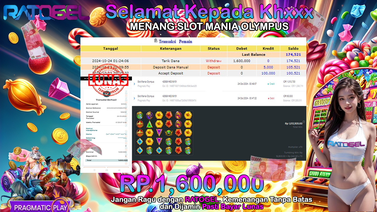 BUKTI JACKPOT SLOT MANIA OLYMPUS TERPERCAYA DI INDONESIA TGL 24-10-2024