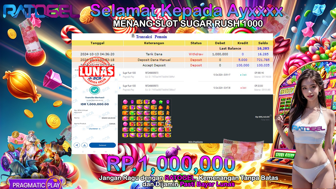 BUKTI JACKPOT SLOT SUGAR RUSH 1000 TERPERCAYA DI INDONESIA TGL 13-10-2024