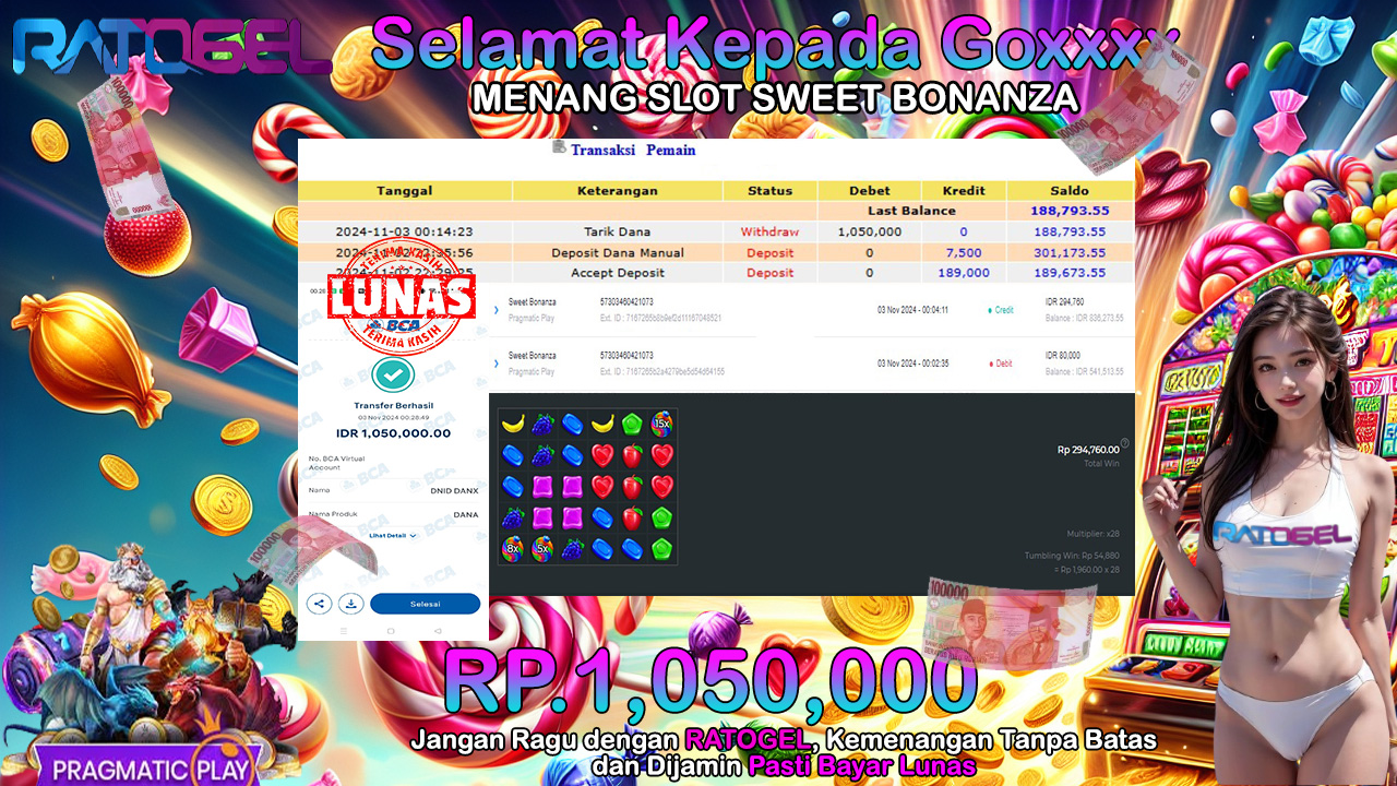 BUKTI JACKPOT SLOT SWEET BONANZA TERPERCAYA DI INDONESIA TGL 03-11-2024