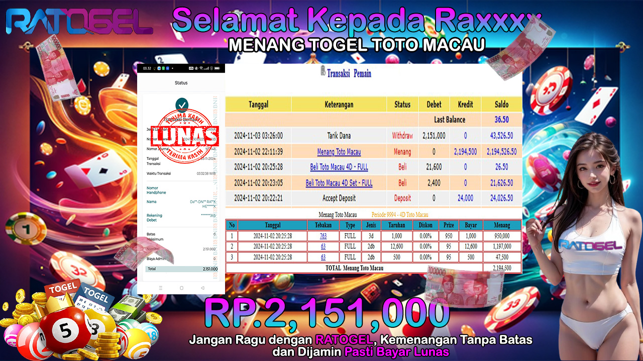 BUKTI JACKPOT TOGEL TOTO MACAU TERPERCAYA DI INDONESIA TGL 03-11-2024